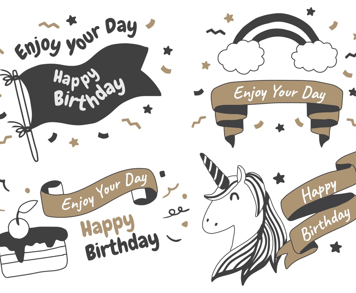 Birthday Party label Vector Logo set